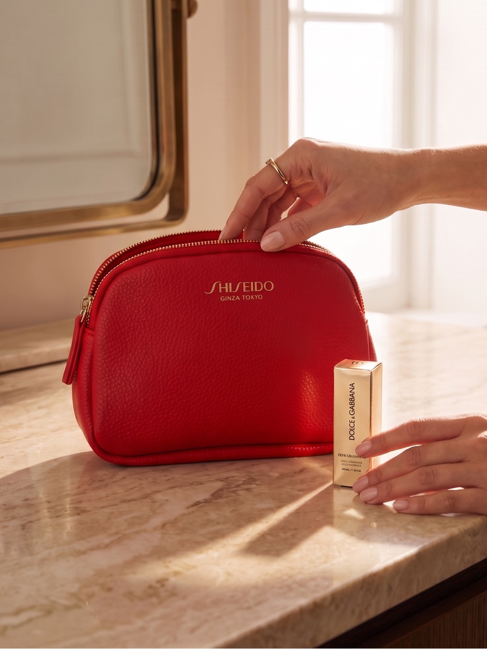 Shiseido Red Makeup Bag EUC & NIB Mini Dolce & Gabbana Lip Tint